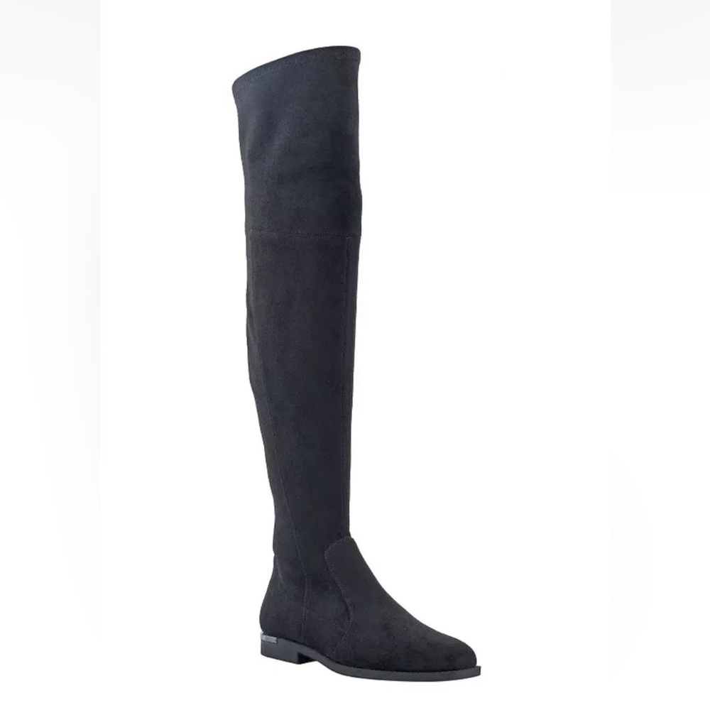 🔺SOLD🔺MARC FISHER RENN Over The Knee Boots Faux Suede Block Heel Winter Black
